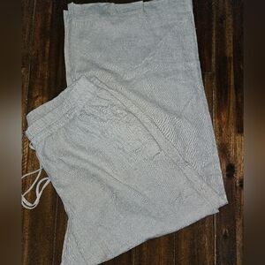 Taupe baggy linen pants